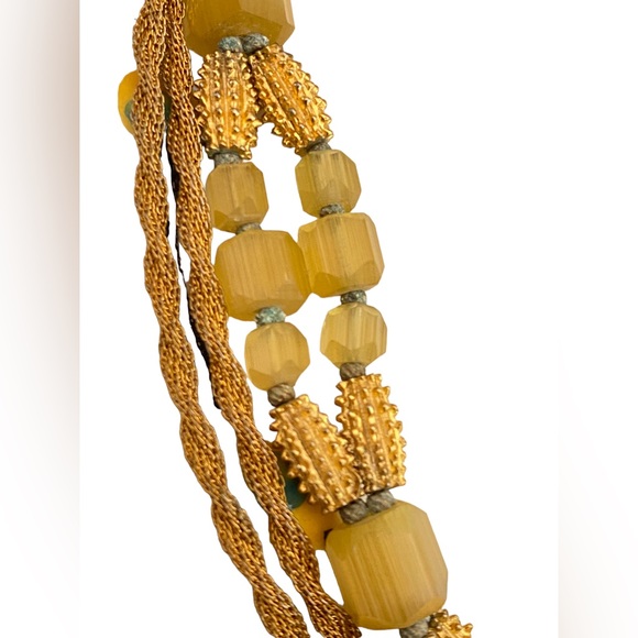 VINTAGE HATTIE CARNEGIE GLASS BEADED THREE STRAND TORSADE NECKLACE 20 3/4” - Picture 5 of 16